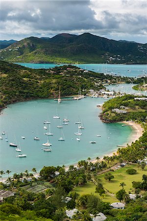 View over English Harbour, Antigua, Antigua and Barbuda, West Indies, Carribean, Central America Foto de stock - Con derechos protegidos, Código: 841-06807274