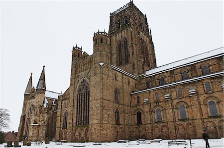 durham - Durham Cathedral, UNESCO World Heritage Site, in snow on a winter's day in Durham, County Durham, England, United Kingdom, Europe Photographie de stock - Rights-Managed, Code: 841-06807408