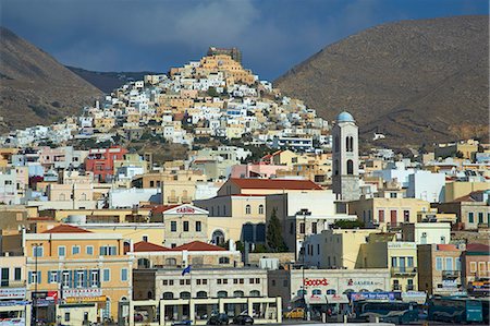 Ermoupoli (Khora) and Ano Syros, Syros Island, Cyclades, Greek Islands, Greece, Europe Photographie de stock - Rights-Managed, Code: 841-06807583