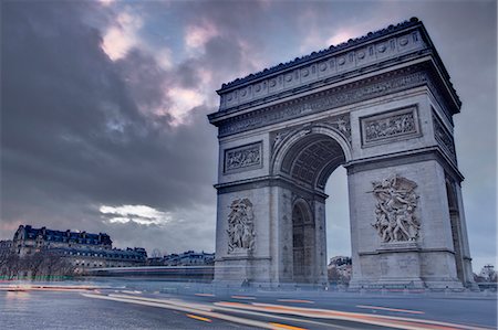 dusk - The Arc de Triomphe at dusk, Paris, France, Europe Stock Photo - Rights-Managed, Code: 841-06807847