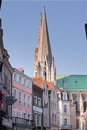 simsearch:841-03518968,k - The gothic spires of Chartres cathedral, UNESCO World Heritage Site, Chartres, Eure-et-Loir, Centre, France, Europe Stock Photo - Rights-Managed, Code: 841-06807875