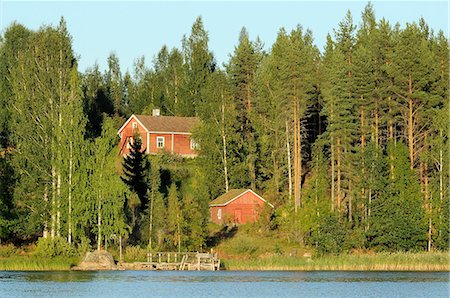 finland - Finnish summer house on a wooded island in Lake Saimaa by sunset light, near Savonlinna, Finland, Scandinavia, Europe Stock Photo - Rights-Managed, Code: 841-06808041