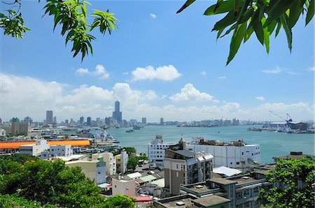 Overview of Kaohsiung harbour and the Love River urban canal, Kaohsiung City, Taiwan, Asia Photographie de stock - Rights-Managed, Code: 841-06808072