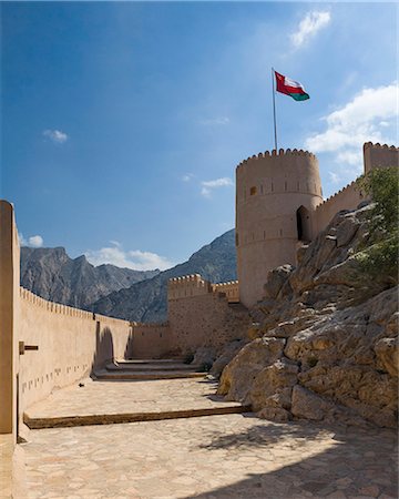 flags of the middle east - Inside the walls of the restored fort of Nakhal in the Western Hajar mountains of Oman, Middle East Stock Photo - Rights-Managed, Code: 841-07084151