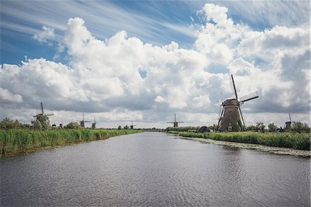 europe netherlands nature - Canal and windmills, Kinderdijk, UNESCO World Heritage Site, South Holland, The Netherlands, Europe Stock Photo - Rights-Managed, Code: 841-07084475