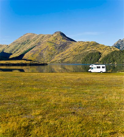 queenstown - Caravan at Lake Moke Department of Conservation campsite, Queenstown, Otago, South Island, New Zealand, Pacific Photographie de stock - Rights-Managed, Code: 841-07080537