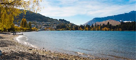 queenstown bay - Queenstown Bay and Lake Wakatipu panorama, Otago, South Island, New Zealand, Pacific Photographie de stock - Rights-Managed, Code: 841-07080542