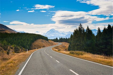 Road to Aoraki Mount Cook in Aoraki Mount Cook National Park, UNESCO World Heritage Site, South Island, New Zealand, Pacific Stock Photo - Rights-Managed, Code: 841-07080571