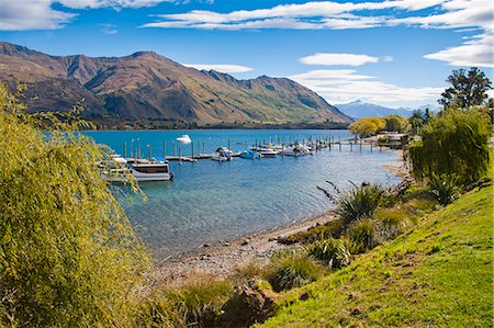 Lake Wanaka harbour sailing boats, Wanaka, South Island, New Zealand, Pacific Foto de stock - Con derechos protegidos, Código: 841-07080584