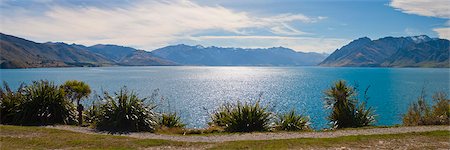 encoberto - Lake Hawea, West Coast, South Island, New Zealand, Pacific Foto de stock - Direito Controlado, Número: 841-07080587