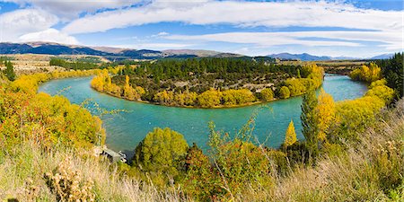 Autumn panorama of the Clutha River, South Island, New Zealand, Pacific Foto de stock - Con derechos protegidos, Código: 841-07080582