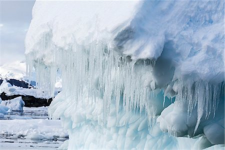 Icicles hanging from iceberg in the Yalour Islands, western side of the Antarctic Peninsula, Southern Ocean, Polar Regions Stock Photo - Rights-Managed, Code: 841-07080951