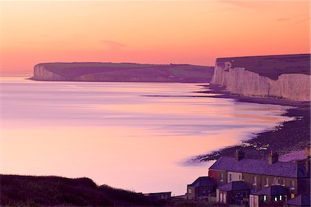 east sussex - Seven Sisters from Birling Gap at sunset, South Downs National Park, East Sussex, England, United Kingdom, Europe Foto de stock - Con derechos protegidos, Código: 841-07081014