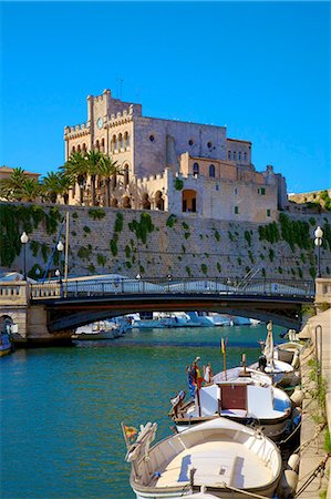 spain traditional building - Town Hall and Harbour, Ciutadella, Menorca, Balearic Islands, Spain, Mediterranean, Europe Stock Photo - Rights-Managed, Code: 841-07081143