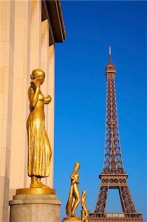 eiffel tower picture color - Palais de Chaillot and Eiffel Tower, Paris, France, Europe Stock Photo - Rights-Managed, Code: 841-07081201