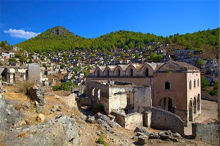 Ghost Town of Kayakoy, Anatolia, Turkey, Asia Minor, Eurasia Foto de stock - Con derechos protegidos, Código: 841-07081267