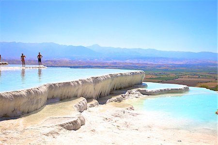 White travertine terraces at Pamukkale, UNESCO World Heritage Site, Anatolia, Turkey, Asia Minor, Eurasia Stock Photo - Rights-Managed, Code: 841-07081261