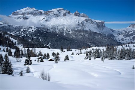 skiing top view - The Lavarella and Coutrine Mountains and fresh snow at the Alta Badia ski resort near Corvara, Dolomites, South Tyrol, Italy, Europe Stock Photo - Rights-Managed, Code: 841-07081451