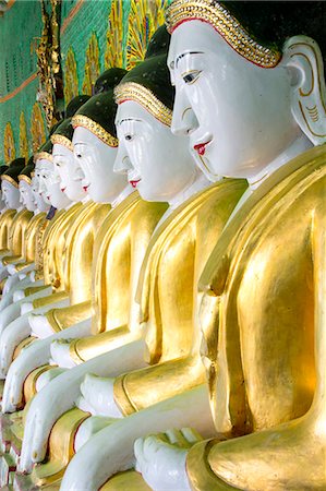 récurer - Some of the 45 Buddha images found at a crescent-shaped colonnade at Umin Thounzeh on Sagaing Hill, near Mandalay, Myanmar (Burma), Asia Stock Photo - Rights-Managed, Code: 841-07081625