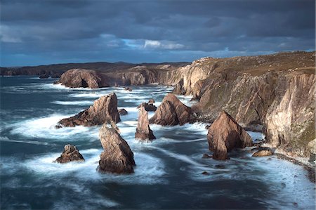 Rugged coastline being pounded by waves on the West coast of Lewis at Mangersta, Isle of Lewis, Outer Hebrides, Scotland, United Kingdom, Europe Stock Photo - Rights-Managed, Code: 841-07081844