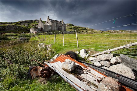 Abandoned croft beneath a stormy sky in the township of Manish on the east coast of The Isle of Harris, Outer Hebrides, Scotland Stock Photo - Rights-Managed, Code: 841-07081860