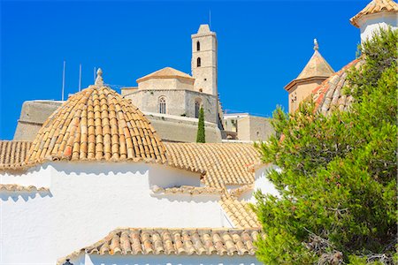 Ibiza Cathedral and Santo Domingo Convent, Old Town (Dalt Vila), UNESCO World Heritage Site, Ibiza, Balearic Islands, Spain, Europe Stock Photo - Rights-Managed, Code: 841-07081981