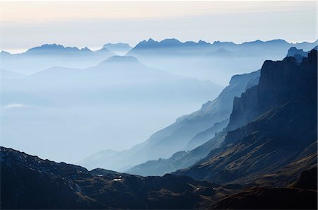 dunst - Mountain silhouette, Chamonix, Haute-Savoie, French Alps, France, Europe Stockbilder - Lizenzpflichtiges, Bildnummer: 841-07082143