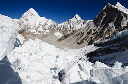 Climber in the Khumbu icefall, Mount Everest, Solu Khumbu Everest Region, Sagarmatha National Park, UNESCO World Heritage Site, Nepal, Himalayas, Asia Stock Photo - Rights-Managed, Code: 841-07082219