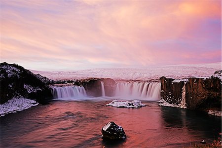 Godafoss waterfall at sunrise, Iceland, Polar Regions Stock Photo - Rights-Managed, Code: 841-07082296