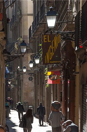 spain culture men - Street in the Old City, Barcelona, Catalunya, Spain, Europe Stock Photo - Rights-Managed, Code: 841-07082413