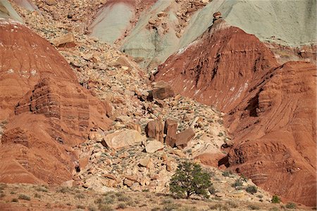 rock (rock formations or landmass) - Scree field on the side of a sandstone butte, Capitol Reef National Park, Utah, United States of America, North America Stock Photo - Rights-Managed, Code: 841-07082484