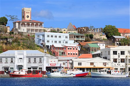 Fishing boats in The Carenage, St. Georges, Grenada, Windward Islands, West Indies, Caribbean, Central America Foto de stock - Con derechos protegidos, Código: 841-07082689