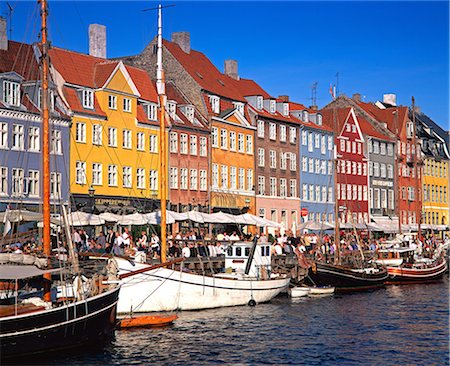 Waterfront district, Nyhavn, Copenhagen, Denmark, Scandinavia, Europe Foto de stock - Con derechos protegidos, Código: 841-07082713