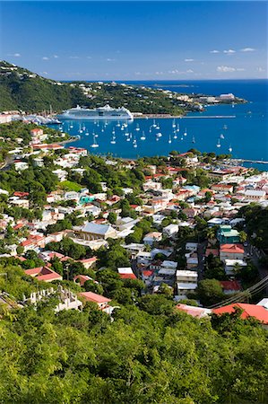 saint thomas - Elevated view over Charlotte Amalie, St. Thomas, U.S. Virgin Islands, Leeward Islands, West Indies, Caribbean, Central America Photographie de stock - Rights-Managed, Code: 841-07082723