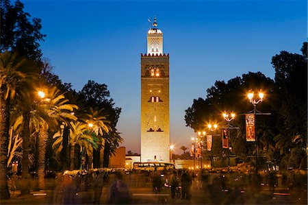 Djemaa el Fna and the 12th century Koutoubia Mosque, Marrakech, Morocco, North Africa, Africa Stock Photo - Rights-Managed, Code: 841-07082736