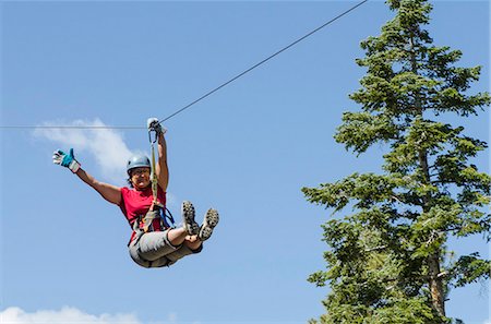 Zip lining, Big Bear Lake, California, United States of America, North America Stock Photo - Rights-Managed, Code: 841-07082792