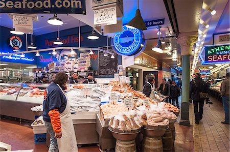 shop sign - Pikes Place Market, Seattle, Washington State, United States of America, North America Foto de stock - Con derechos protegidos, Código: 841-07082827