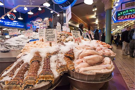 row fish - Pikes Place Market, Seattle, Washington State, United States of America, North America Stock Photo - Rights-Managed, Code: 841-07082828