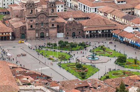 plaza de armas - Cuzco cityscape with Plaza de Armas from hill above city, Cuzco, UNESCO World Heritage Site, Peru, South America Photographie de stock - Rights-Managed, Code: 841-07082865