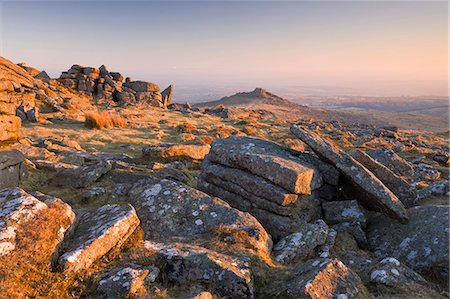 dartmoor national park - Broken granite rocks on Belstone Common at dawn, Dartmoor National Park, Devon, England, United Kingdom, Europe Foto de stock - Con derechos protegidos, Código: 841-07082920