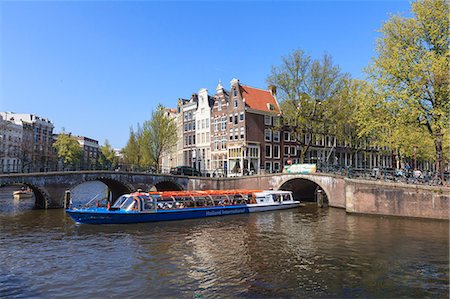 Tourist boat on the Keizersgracht Canal, Amsterdam, Netherlands, Europe Foto de stock - Direito Controlado, Número: 841-07083158