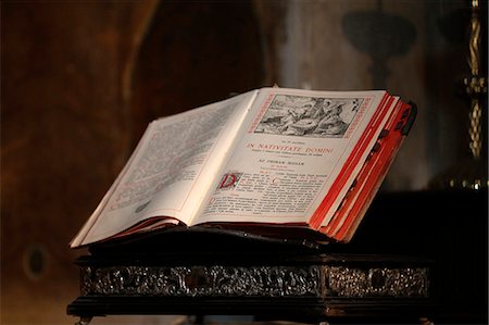 photography history - Latin Bible, Saint Salvators Cathedral, Bruges, West Flanders, Belgium, Europe Stock Photo - Rights-Managed, Code: 841-07083191