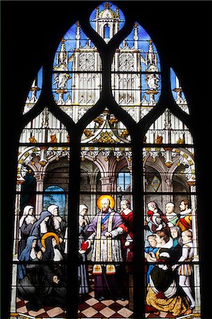 Stained glass depicting St. Francois of Sales founding the Visitation Monastic Order, Saint Severin church, Paris, France, Europe Stock Photo - Rights-Managed, Code: 841-07083230