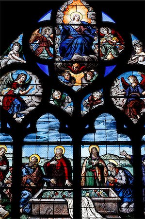 simsearch:841-07083291,k - Stained glass window dating from 1619 of the Assumption of the Virgin, Bourges Cathedral, UNESCO World Heritage Site, Cher, Centre, France, Europe Stock Photo - Rights-Managed, Code: 841-07083328