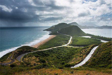 View over Turtle Bay on St. Kitts, St. Kitts and Nevis, Leeward Islands, West Indies, Caribbean, Central America Stock Photo - Rights-Managed, Code: 841-07083396