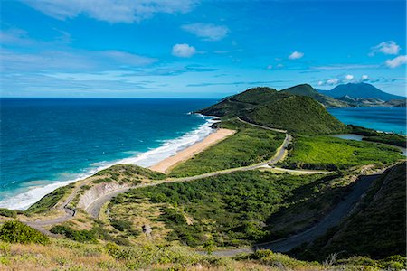 View over Turtle Bay on St. Kitts, St. Kitts and Nevis, Leeward Islands, West Indies, Caribbean, Central America Stock Photo - Rights-Managed, Code: 841-07083401