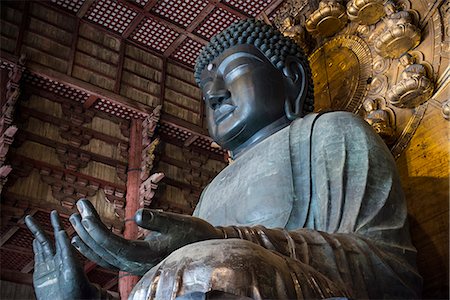 Big Buddha statue, Daibutsuden (Big Buddha Hall), Todaiji Temple, UNESCO World Heritage Site, Nara, Kansai, Japan, Asia Stock Photo - Rights-Managed, Code: 841-07083734