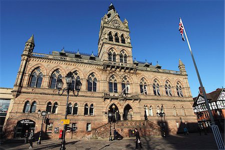 The Victorian Gothic Revival style town hall, designed by William Henry Lynn and opened in 1869, in Chester, Cheshire, England, United Kingdom, Europe Photographie de stock - Rights-Managed, Code: 841-07083767