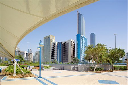 skyline, sky - Contemporary architecture along the Corniche, Abu Dhabi, United Arab Emirates, Middle East Stock Photo - Rights-Managed, Code: 841-07083982