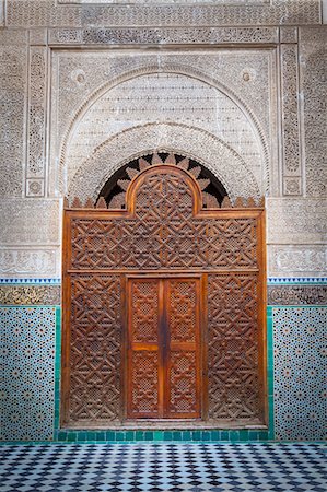 fez - The ornate interior of Madersa Bou Inania, Fes el Bali, UNESCO World Heritage Site, Fez, Morocco, North Africa, Africa Foto de stock - Con derechos protegidos, Código: 841-07204404